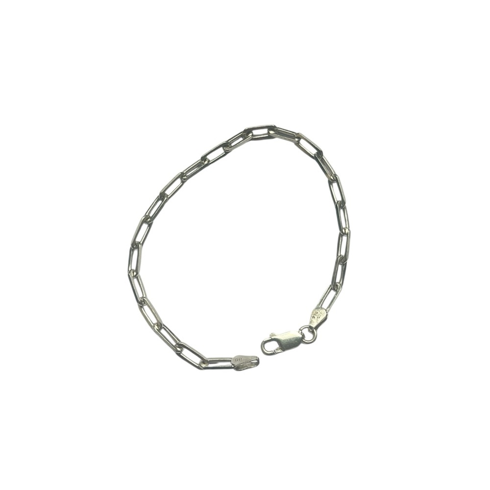 NEW Made in Italy Silver Paperclip Chain‎ Bracelet